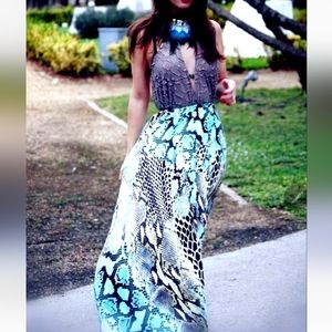 Hot Sexy Dress Silky Resort Maxi Dress  Embellished Feather Crystals 3D Fabric